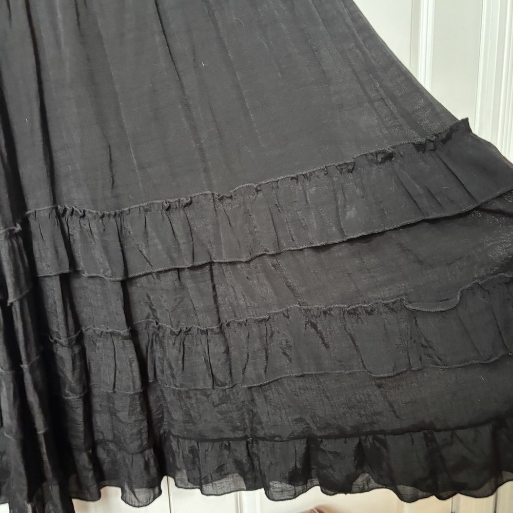 Kings Road Black Maxi Dress Womens L Tiered Ruffle Whimsigoth Ren Faire Y2K Goth - Picture 7 of 10